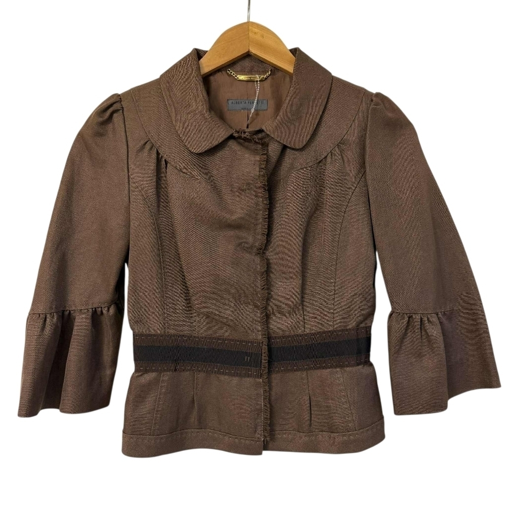 Alberta Ferretti Brown Lined Blazer Jacket Sz 42 6 Womens